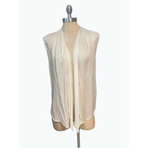 Versace Ivory Silk Sleeveless Cardigan Small